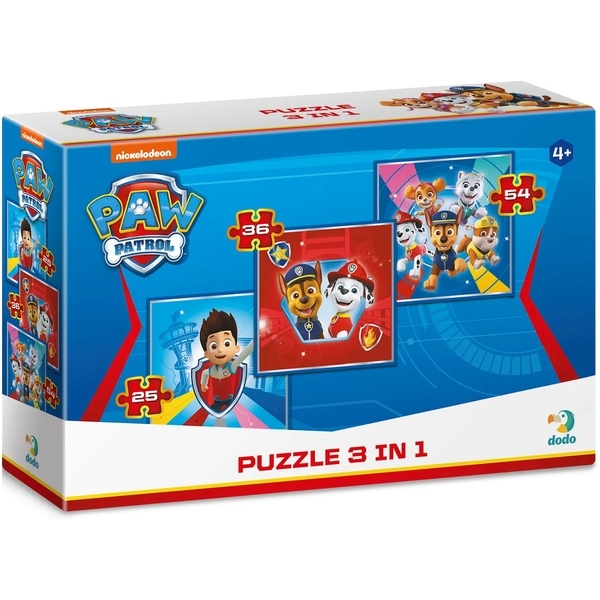 Пазл 3 в 1 DoDo Paw Patrol Команда готова до пригод (200153) - Pampik
