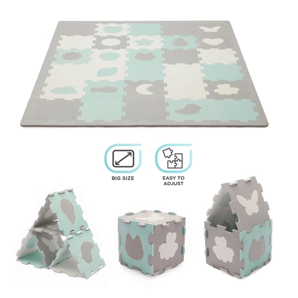 Килимок-пазл Kinderkraft Luno Shapes Mint, 30 елементів (KPLUSH00MIN0000) - Pampik - 5