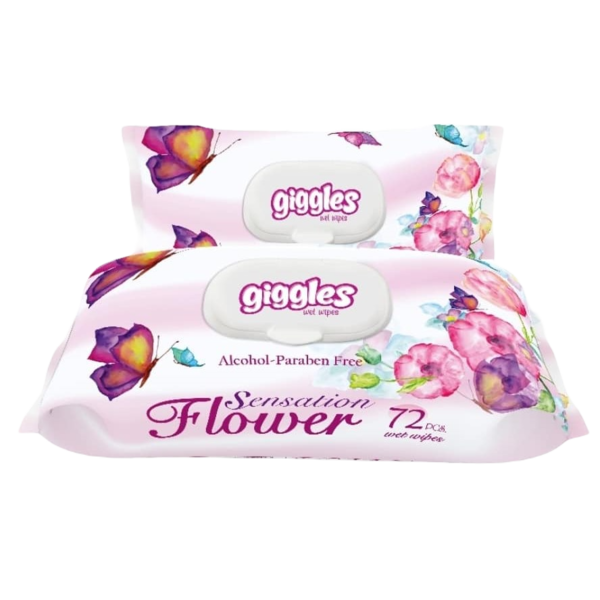 Вологі серветки Giggles Flower Sensation, з клапаном, 72 шт. - Pampik
