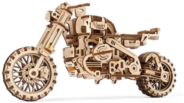 Механічний 3D-пазл Ukrainian Gears Мотоцикл Scrambler UGR-10 з коляскою, 380 ел. (70137) - Pampik - 2