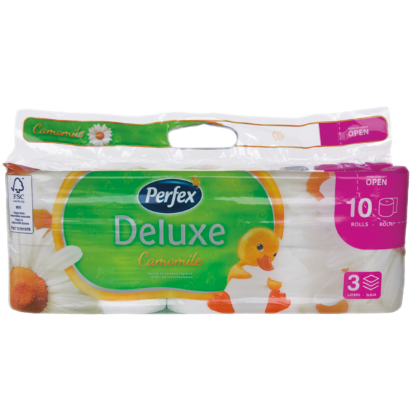 Тришаровий туалетний папір Perfex Delux Ромашка, білий, 8 + 2 рулони - Pampik