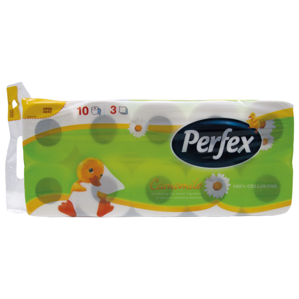 Тришаровий туалетний папір Perfex Ромашка, білий, 8 + 2 рулони - Pampik