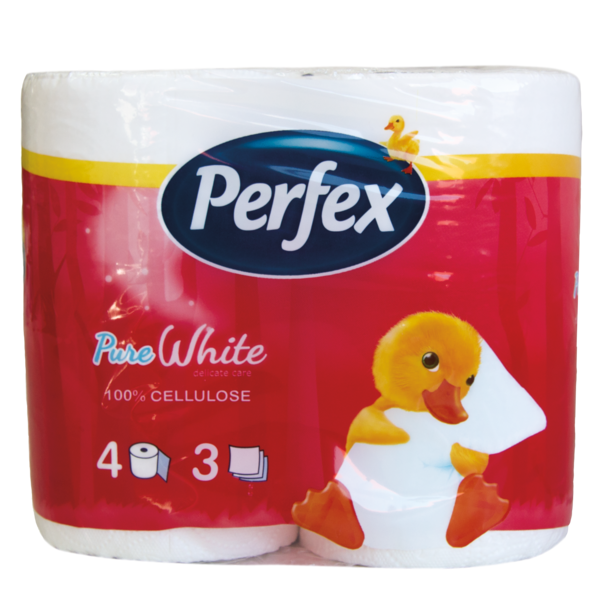 Тришаровий туалетний папір Perfex, білий, 4 рулони - Pampik