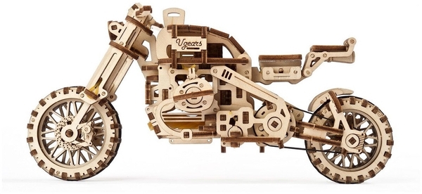 Механічний 3D-пазл Ukrainian Gears Мотоцикл Scrambler UGR-10 з коляскою, 380 ел. (70137) - Pampik - 3