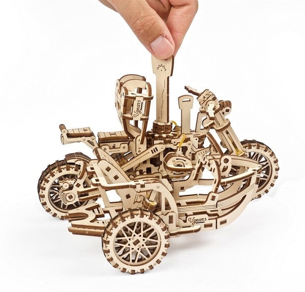 Механічний 3D-пазл Ukrainian Gears Мотоцикл Scrambler UGR-10 з коляскою, 380 ел. (70137) - Pampik - 12