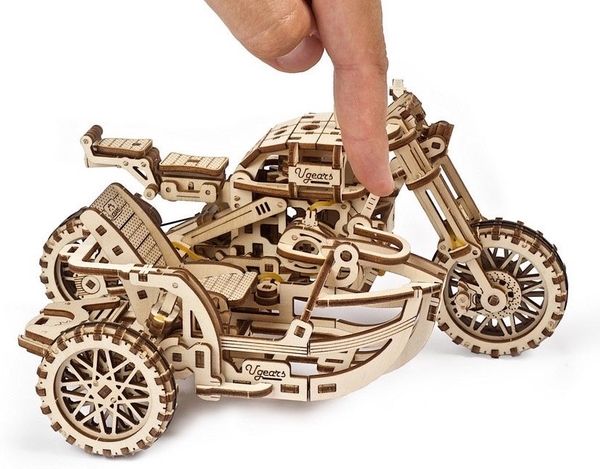 Механічний 3D-пазл Ukrainian Gears Мотоцикл Scrambler UGR-10 з коляскою, 380 ел. (70137) - Pampik - 10