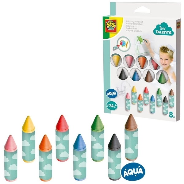 Набір для малювання Ses Creative Tiny Talents Водні забави: 8 воскових олівців для ванни (13096S) - Pampik - 2