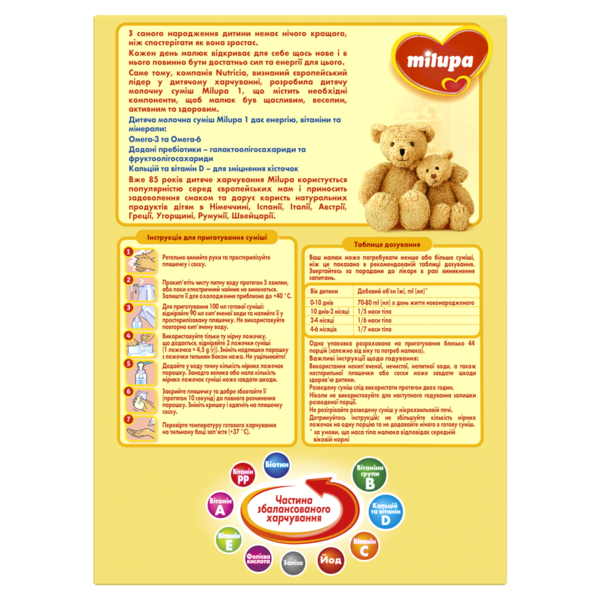 Суміш молочна суха Milupa 1, 1100 г - Pampik - 4