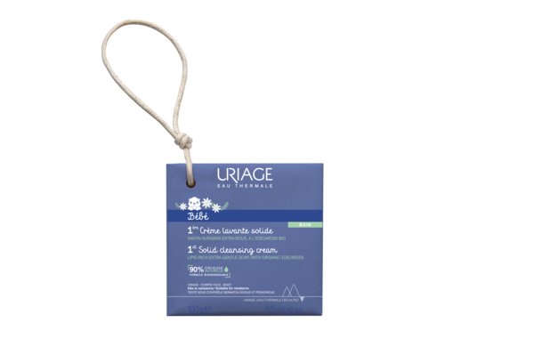 Очищаючий твердий крем-мило Uriage Bebe 1-й з органічним едельвейсом 100 г (3661434008825) - Pampik