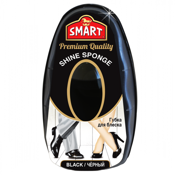 Спонж з кремом-блиском для взуття Smart, чорний (SHPS-300) - Pampik