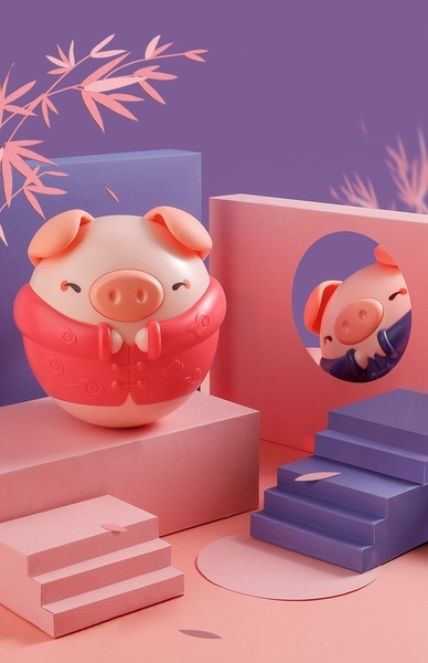 Неваляшка Beiens Порося, музичне, червоне (YZ23red) - Pampik - 4