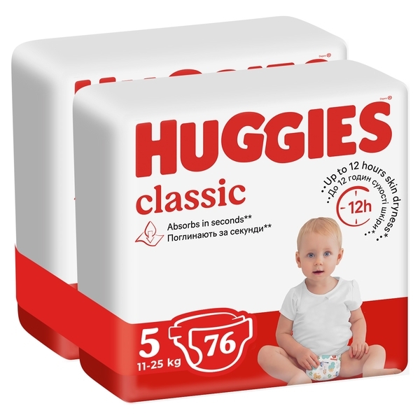 Підгузки на липучках Huggies Classic 5 (11-25 кг), 76 шт. - Pampik - 2