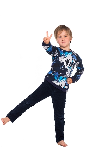 Футболка з довгим рукавом Huppa Jeymel, р.128, темно-синій з принтом - Pampik - 3