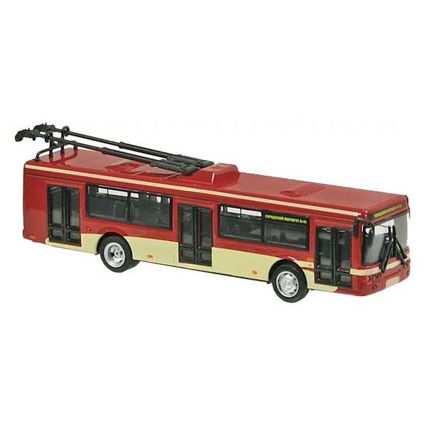 Іграшкова модель міського тролейбуса Автопром, метал, 1:72, червоний (6407ABCD) - Pampik