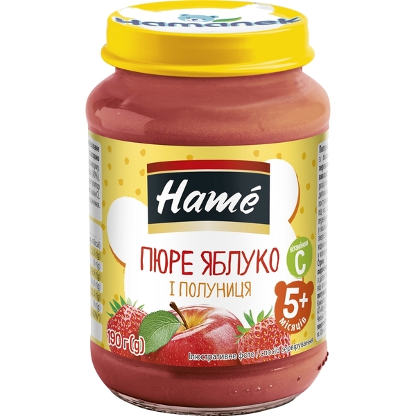 Фруктове пюре Hame яблуко і полуниця, 190 г - Pampik