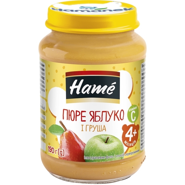 Фруктове пюре Hame яблуко і груша, 190 г - Pampik