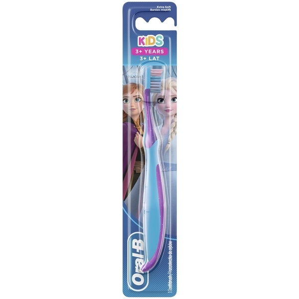 Дитяча зубна щітка Oral-B Kids Дісней Крижане серце, екстрам'яка, блакитна з фіолетовим - Pampik