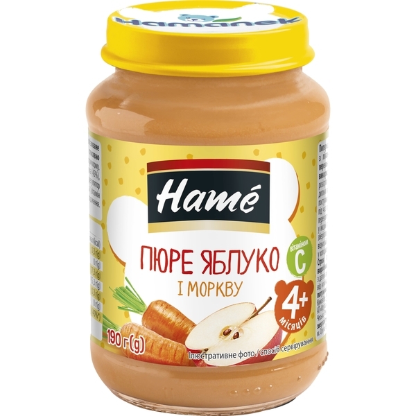 Фруктове пюре Hame яблуко і морква, 190 г - Pampik