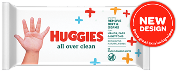 Подарунок. Вологі серветки Huggies BW All Over Clean, 56 шт. - Pampik - 2