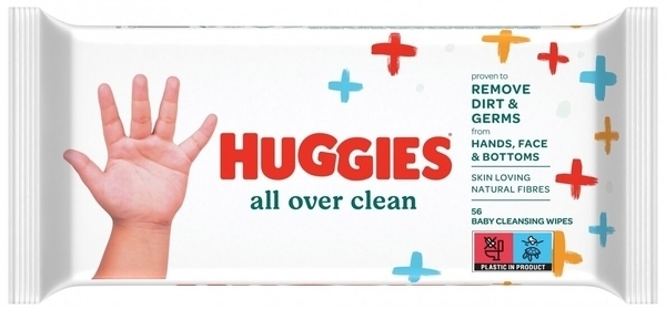Подарунок. Вологі серветки Huggies BW All Over Clean, 56 шт. - Pampik