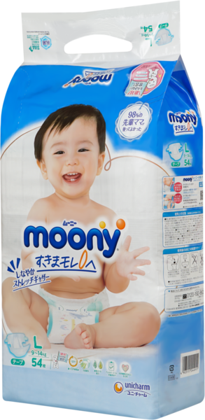 Подарунок. Підгузки на липучках Moony L (9-14 кг), 54 шт. - Pampik - 4