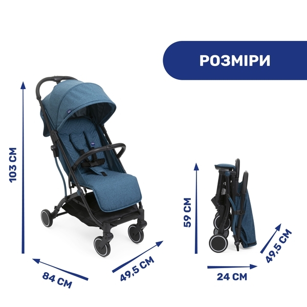 Прогулочная коляска 2 в 1 Chicco Trolley Me, синий (79865.58) - Pampik - 5