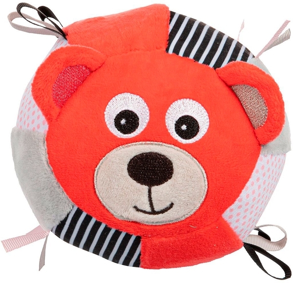 Плюшевий сенсорний м'яч із дзвіночком Canpol babies Bears, кораловий (68/074_cor) - Pampik - 2