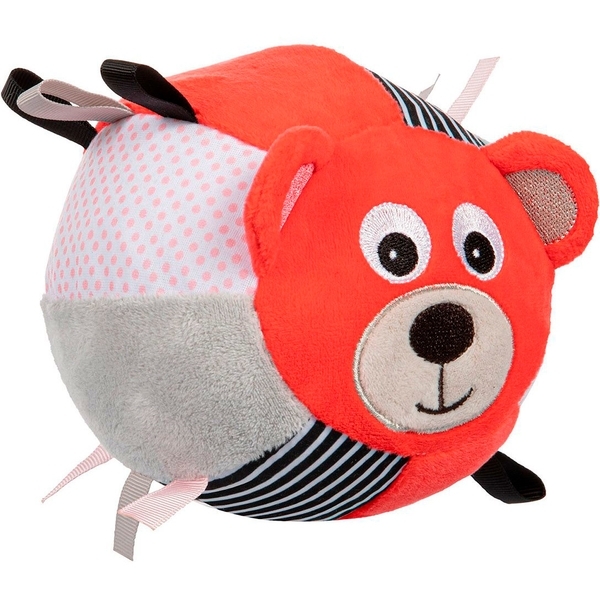 Плюшевий сенсорний м'яч із дзвіночком Canpol babies Bears, кораловий (68/074_cor) - Pampik