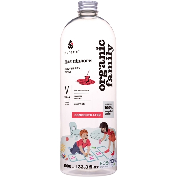 Натуральний очищувач підлоги Purenn Organic Family Juicy Berry Twist з ягодами, 1 л (80760) - Pampik - 6