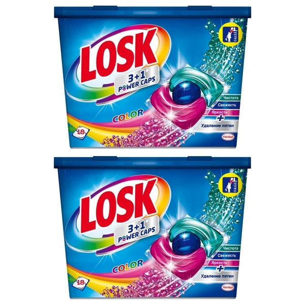 Тріо-капсули Losk Колір для кольорових речей, 18+18 шт. - Pampik