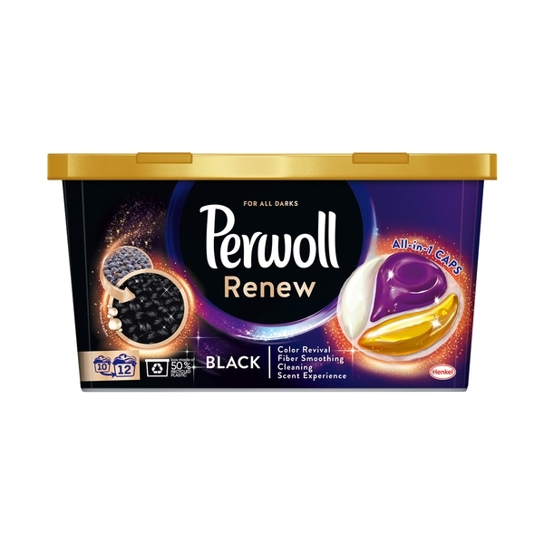 Засіб для делікатного прання Perwoll Renew капсули для темних та чорних речей, 12 шт (9000101572155) - Pampik