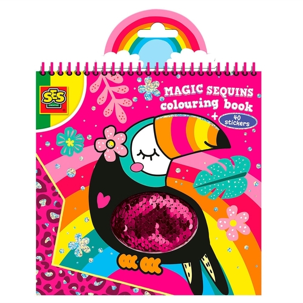 Книжка-раскраска SES Creative Блесточки, 15 листов с раксрасками, 40 стикеров с блестками (00114S) - Pampik