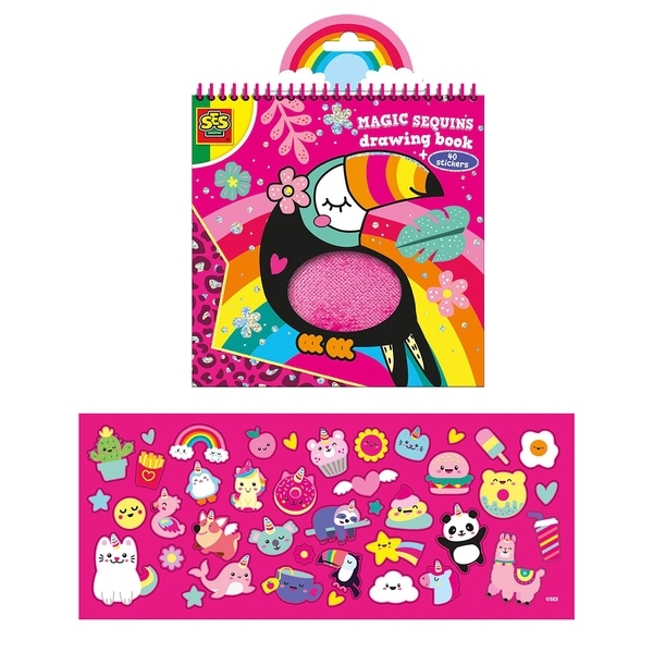 Книжка-раскраска SES Creative Блесточки, 15 листов с раксрасками, 40 стикеров с блестками (00114S) - Pampik - 2