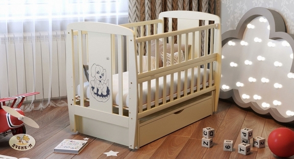 Дитяче ліжко Дубок Собачка з ящиком, слонова кістка, бежевий (9800-DD-202) - Pampik