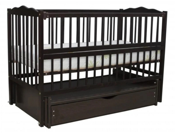 Дитяче ліжечко Дубок Веселка з ящиком, венге, чорний (9800-DVsS-03) - Pampik