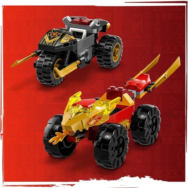 Конструктор LEGO Ninjago Автомобільна й байкова битва Кая і Раса, 103 детали (71789) - Pampik - 4