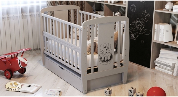 Дитяче ліжко Дубок Собачка з ящиком, сірий (9800-DD-10) - Pampik