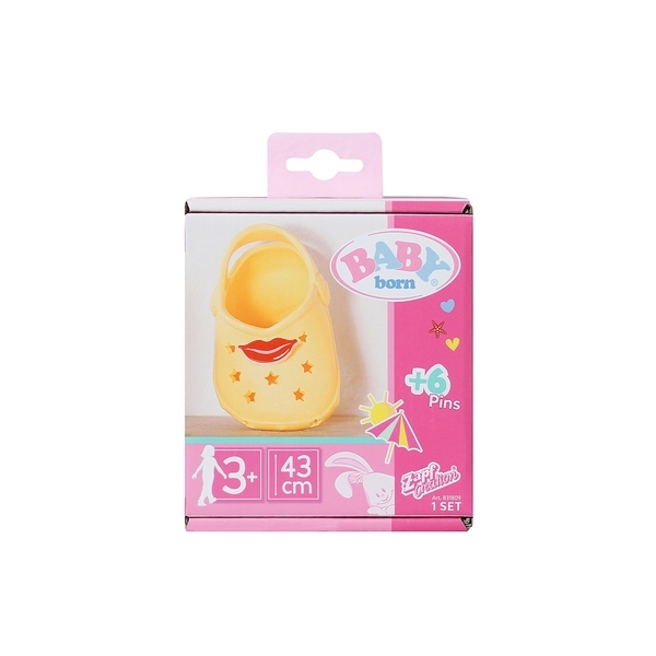 Взуття для ляльки BabyBorn Сандалії зі значками на 43 см Жовті (831809-3) (6900007341837) - Pampik