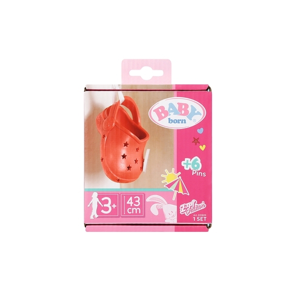 Взуття для ляльки BabyBorn Сандалі зі значками на 43 см Червоні (831809-4) (6900007341844) - Pampik