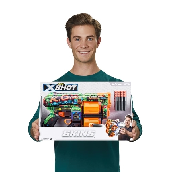 Скорострельный бластер Zuru X-Shot Skins Dread К.О., 12 патронов (36517B) - Pampik - 2