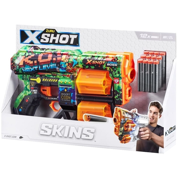 Скорострельный бластер Zuru X-Shot Skins Dread К.О., 12 патронов (36517B) - Pampik