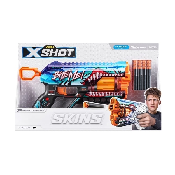 Швидкострільний бластер Zuru X-Shot Skins Griefer Shark Thrasher, 12 патронів (36561В) - Pampik - 10