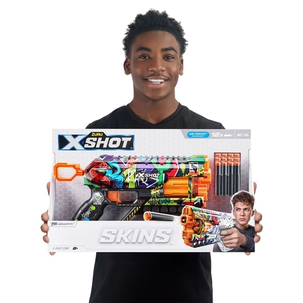 Швидкострільний бластер Zuru X-Shot Skins Griefer Graffiti, 12 патронів (36561G) - Pampik - 4