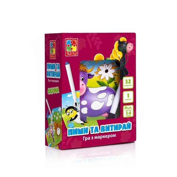 Настільна гра Vladi Toys Пиши та витирай Ферма, укр. мова (VT5010-19) - Pampik