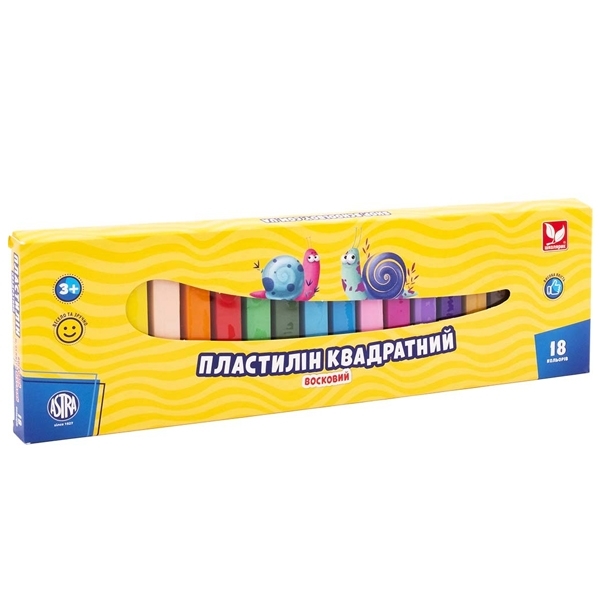 Пластилін квадратний восковий Школярик, 18 кольорів (83814904-UA) - Pampik