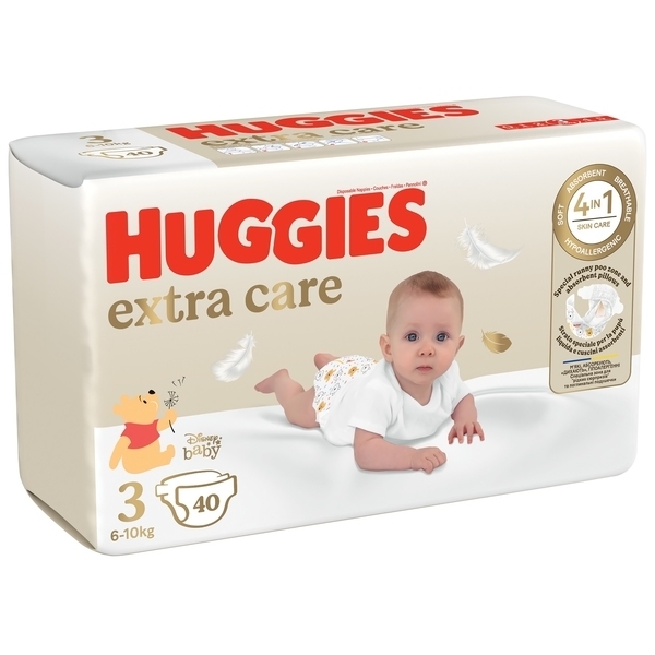 Підгузки на липучках Huggies Extra Care 3 (6-10 кг), 40 шт. - Pampik