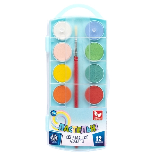 Фарби акварельні Школярик Пастельні кольори, 12 кольорів (302122001-UA) - Pampik - 2