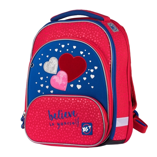 Шкільний рюкзак Yes S-30 Juno Ultra Heart beat, малиновий з синім (555479) - Pampik