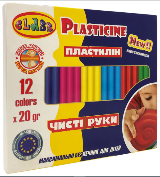Пластилин CLASS "Чистые руки MAXI" 12 цветов (7646С) - Pampik