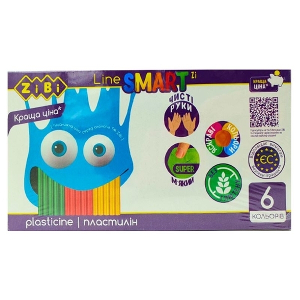Пластилін ZiBi Smart Line, 6 кольорів (ZB.6221) - Pampik